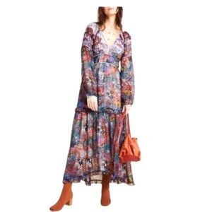 Maeve Anthropologie Multicolor Floral Maxi Dress Sz-10